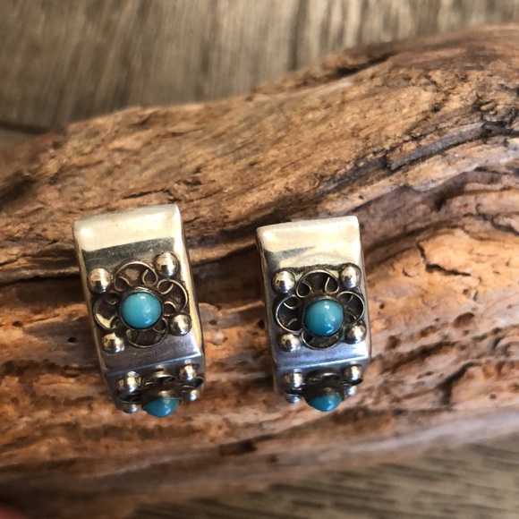 Vintage Mexico Sterling Silver Clip Earrings Boho - Picture 3 of 16